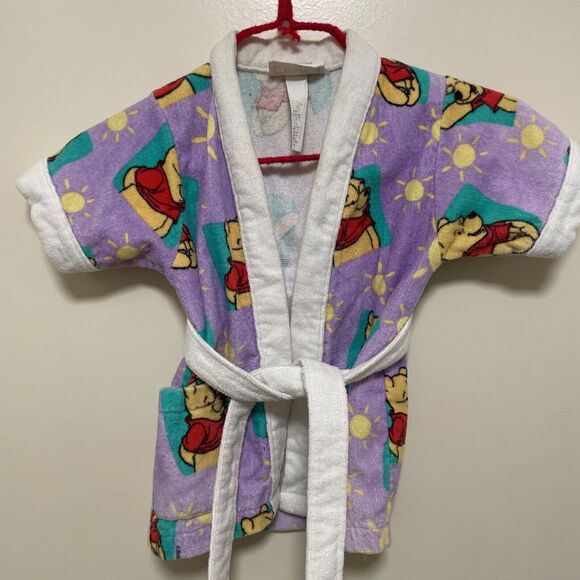 Vintage Classic Pooh Terry Cover Up Bath Robe Toddler Small 3-4 Disney